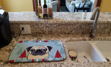 Load image into Gallery viewer, Winter Holiday Fawn Pug Dish Drying Mat – Absorbent, Artistic Kitchen Essentials BB1758DDM