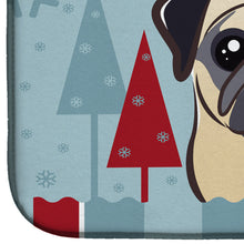 Load image into Gallery viewer, Winter Holiday Fawn Pug Dish Drying Mat – Absorbent, Artistic Kitchen Essentials BB1758DDM