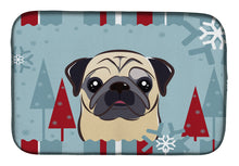 Load image into Gallery viewer, Winter Holiday Fawn Pug Dish Drying Mat – Absorbent, Artistic Kitchen Essentials BB1758DDM