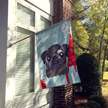 Load image into Gallery viewer, Winter Holiday Black Pug Flag Canvas House Size BB1759CHF