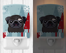 Load image into Gallery viewer, Winter Holiday Black Pug Ceramic Night Light BB1759CNL
