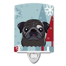 Load image into Gallery viewer, Winter Holiday Black Pug Ceramic Night Light BB1759CNL