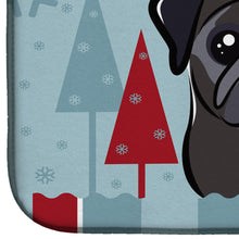 Load image into Gallery viewer, Winter Holiday Black Pug Dish Drying Mat – Absorbent, Artistic Kitchen Essentials BB1759DDM