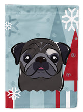Load image into Gallery viewer, Winter Holiday Black Pug Garden Flag – Decorative Outdoor Yard Flag BB1759GF