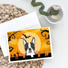 Load image into Gallery viewer, Halloween Boston Terrier Greeting Cards -  Blank Note Cards – 8-Pack of Artist-Designed Cards with Envelopes