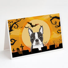 Load image into Gallery viewer, Halloween Boston Terrier Greeting Cards -  Blank Note Cards – 8-Pack of Artist-Designed Cards with Envelopes