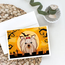 Load image into Gallery viewer, Halloween Yorkie Yorkishire Terrier Greeting Cards -  Blank Note Cards – 8-Pack of Artist-Designed Cards with Envelopes