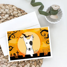 Load image into Gallery viewer, Halloween Bull Terrier Greeting Cards -  Blank Note Cards – 8-Pack of Artist-Designed Cards with Envelopes
