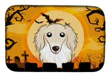 Load image into Gallery viewer, Halloween Longhair Creme Dachshund Dish Drying Mat – Absorbent, Artistic Kitchen Essentials BB1770DDM