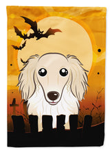 Load image into Gallery viewer, Halloween Longhair Creme Dachshund Garden Flag – Decorative Outdoor Yard Flag BB1770GF