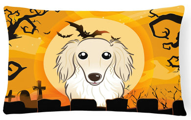 Halloween Longhair Creme Dachshund Fabric Decorative Pillow BB1770PW1216