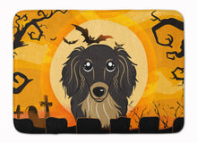 Load image into Gallery viewer, Halloween Longhair Black and Tan Dachshund Machine Washable Memory Foam Mat BB1771RUG