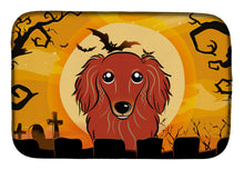 Load image into Gallery viewer, Halloween Longhair Red Dachshund Dish Drying Mat – Absorbent, Artistic Kitchen Essentials BB1772DDM