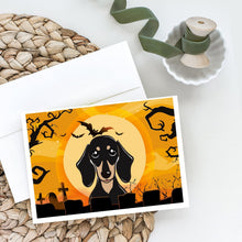 Load image into Gallery viewer, Halloween Smooth Black and Tan Dachshund Greeting Cards -  Blank Note Cards – 8-Pack of Artist-Designed Cards with Envelopes