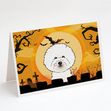 Load image into Gallery viewer, Halloween Bichon Frise Greeting Cards -  Blank Note Cards – 8-Pack of Artist-Designed Cards with Envelopes
