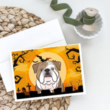 Load image into Gallery viewer, Halloween English Bulldog  Greeting Cards -  Blank Note Cards – 8-Pack of Artist-Designed Cards with Envelopes