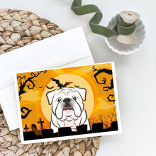 Load image into Gallery viewer, Halloween White English Bulldog  Greeting Cards -  Blank Note Cards – 8-Pack of Artist-Designed Cards with Envelopes