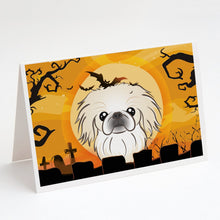 Load image into Gallery viewer, Halloween Pekingese Greeting Cards -  Blank Note Cards – 8-Pack of Artist-Designed Cards with Envelopes
