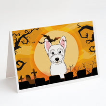 Load image into Gallery viewer, Halloween Westie Greeting Cards -  Blank Note Cards – 8-Pack of Artist-Designed Cards with Envelopes