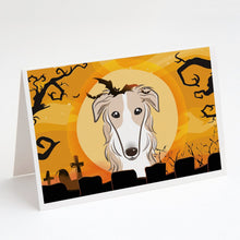 Load image into Gallery viewer, Halloween Borzoi Greeting Cards -  Blank Note Cards – 8-Pack of Artist-Designed Cards with Envelopes