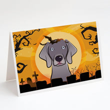 Load image into Gallery viewer, Halloween Weimaraner Greeting Cards -  Blank Note Cards – 8-Pack of Artist-Designed Cards with Envelopes