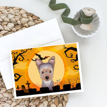 Load image into Gallery viewer, Halloween Yorkie Puppy Greeting Cards -  Blank Note Cards – 8-Pack of Artist-Designed Cards with Envelopes
