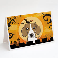 Load image into Gallery viewer, Halloween Beagle Greeting Cards -  Blank Note Cards – 8-Pack of Artist-Designed Cards with Envelopes