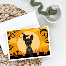 Load image into Gallery viewer, Halloween Min Pin Greeting Cards -  Blank Note Cards – 8-Pack of Artist-Designed Cards with Envelopes