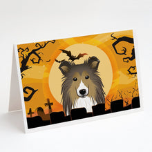 Load image into Gallery viewer, Halloween Sheltie Greeting Cards -  Blank Note Cards – 8-Pack of Artist-Designed Cards with Envelopes