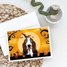Load image into Gallery viewer, Halloween Basset Hound Greeting Cards -  Blank Note Cards – 8-Pack of Artist-Designed Cards with Envelopes