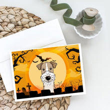 Load image into Gallery viewer, Halloween Wire Haired Fox Terrier Greeting Cards -  Blank Note Cards – 8-Pack of Artist-Designed Cards with Envelopes