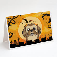 Load image into Gallery viewer, Halloween Chocolate Brown Shih Tzu Greeting Cards -  Blank Note Cards – 8-Pack of Artist-Designed Cards with Envelopes