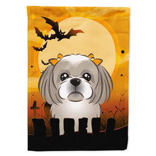Load image into Gallery viewer, Halloween Gray Silver Shih Tzu Flag Canvas House Size BB1808CHF