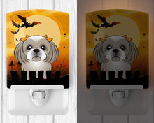 Load image into Gallery viewer, Halloween Gray Silver Shih Tzu Ceramic Night Light BB1808CNL