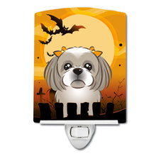 Load image into Gallery viewer, Halloween Gray Silver Shih Tzu Ceramic Night Light BB1808CNL