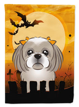 Load image into Gallery viewer, Halloween Gray Silver Shih Tzu Garden Flag – Decorative Outdoor Yard Flag BB1808GF