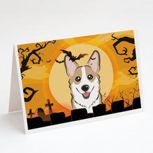 Load image into Gallery viewer, Halloween Sable Corgi Greeting Cards -  Blank Note Cards – 8-Pack of Artist-Designed Cards with Envelopes