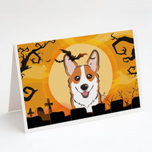 Load image into Gallery viewer, Halloween Red Corgi Greeting Cards -  Blank Note Cards – 8-Pack of Artist-Designed Cards with Envelopes