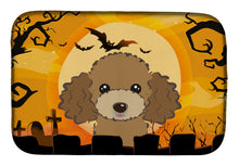 Load image into Gallery viewer, Halloween Chocolate Brown Poodle Dish Drying Mat – Absorbent, Artistic Kitchen Essentials BB1814DDM