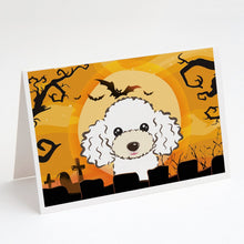 Load image into Gallery viewer, Halloween White Poodle Greeting Cards -  Blank Note Cards – 8-Pack of Artist-Designed Cards with Envelopes