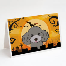 Load image into Gallery viewer, Halloween Silver Gray Poodle Greeting Cards -  Blank Note Cards – 8-Pack of Artist-Designed Cards with Envelopes