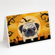 Load image into Gallery viewer, Halloween Fawn Pug Greeting Cards -  Blank Note Cards – 8-Pack of Artist-Designed Cards with Envelopes
