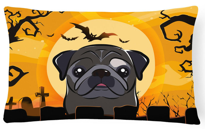 Halloween Black Pug Fabric Decorative Pillow BB1821PW1216