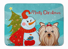 Load image into Gallery viewer, Snowman with Yorkie Yorkishire Terrier Machine Washable Memory Foam Mat BB1824RUG