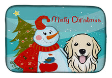 Load image into Gallery viewer, Snowman with Golden Retriever Dish Drying Mat – Absorbent, Artistic Kitchen Essentials BB1825DDM