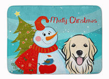 Load image into Gallery viewer, Snowman with Golden Retriever Machine Washable Memory Foam Mat BB1825RUG