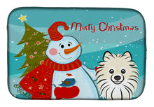 Load image into Gallery viewer, Snowman with Pomeranian Dish Drying Mat – Absorbent, Artistic Kitchen Essentials BB1827DDM