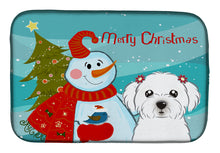 Load image into Gallery viewer, Snowman with Maltese Dish Drying Mat – Absorbent, Artistic Kitchen Essentials BB1828DDM