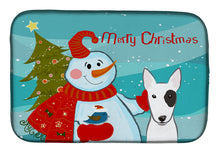 Load image into Gallery viewer, Snowman with Bull Terrier Dish Drying Mat – Absorbent, Artistic Kitchen Essentials BB1829DDM