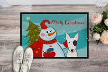 Load image into Gallery viewer, Snowman with Bull Terrier Doormat - 24x36 Decorative Floor Mat – Indoor/Outdoor Rug with Artistic Flair BB1829JMAT
